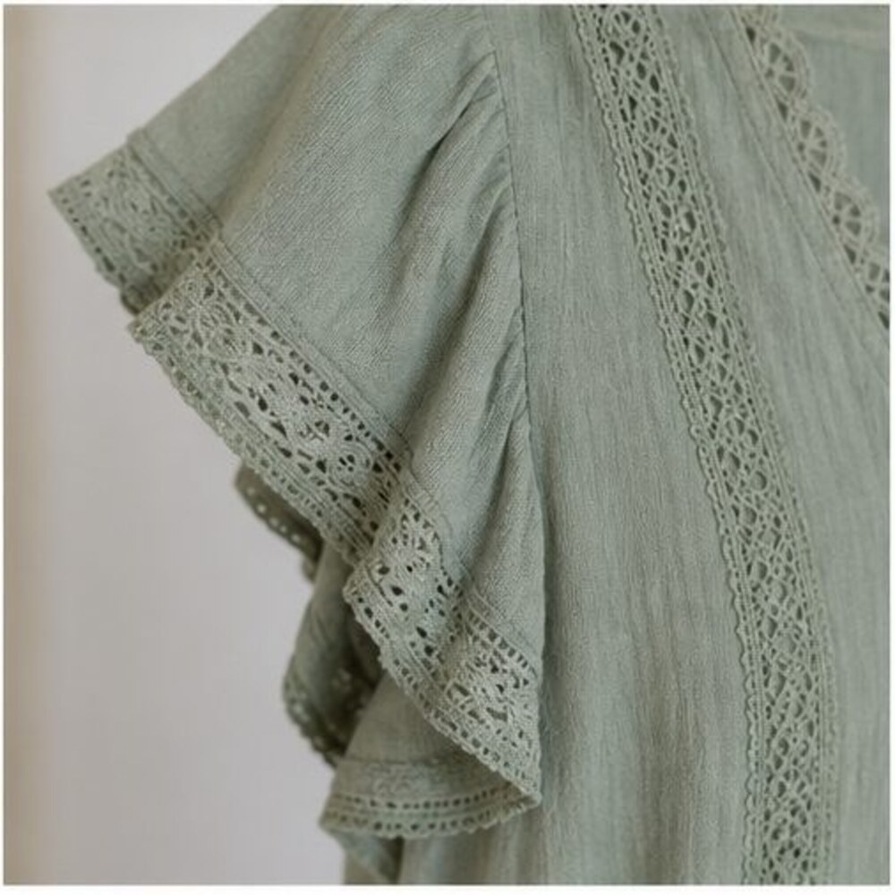 Sage Lace Trim Top - Picture 5 of 6